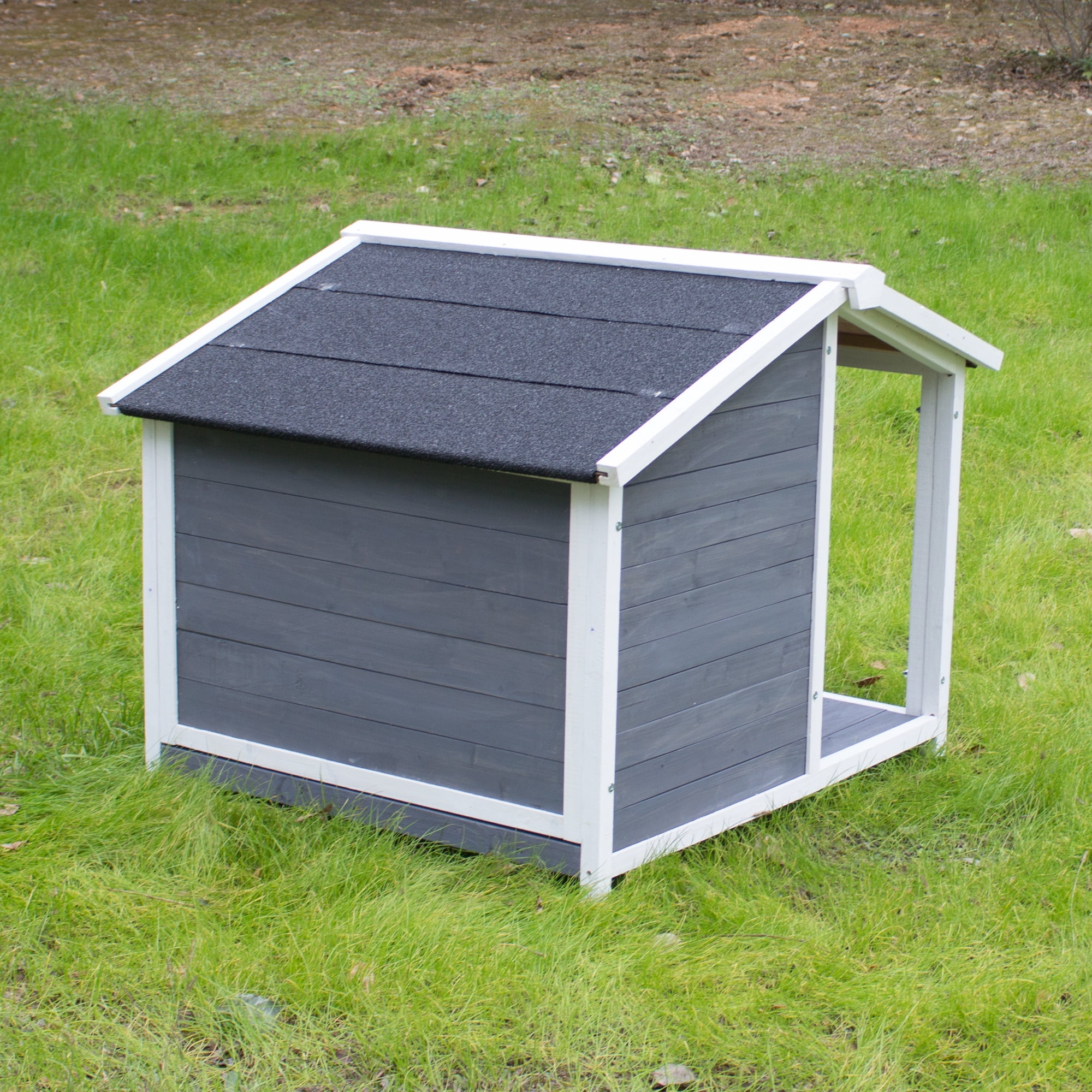 Aukfa Outdoor Wood Lodge Dog House, Pet Dog Puppy Shelter, Waterproof Dog House for Medium Pet