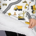 thumbnail image 3 of Oversized Wearable Blanket Hoodie,Cartoon Construction Vehicles Roads White Pattern Sherpa Blanket Hoodie with Super Pockets,Super Warm Fuzzy Pullover for Women & Men, 3 of 6