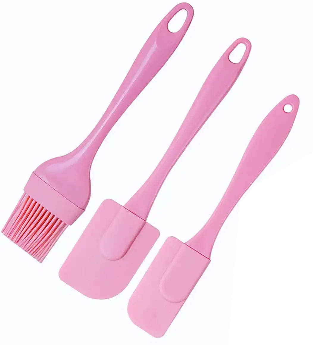 NOGIS Silicone Spatula Set Pink 3 Piece Non Stick Rubber Spatula