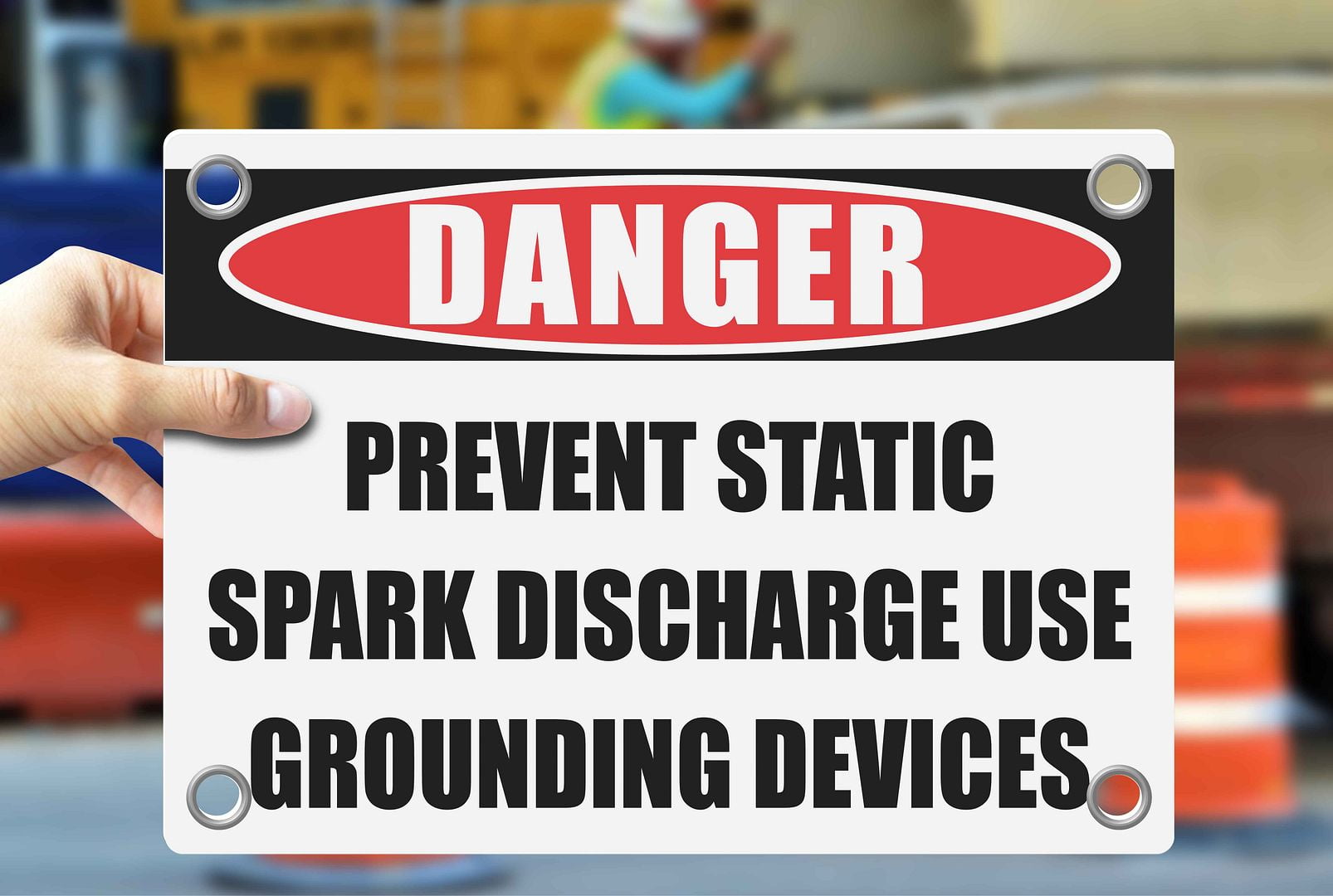 PREVENT STATIC SPARK DISCHARGE USE GROUNDING DEVICES Warning Notice