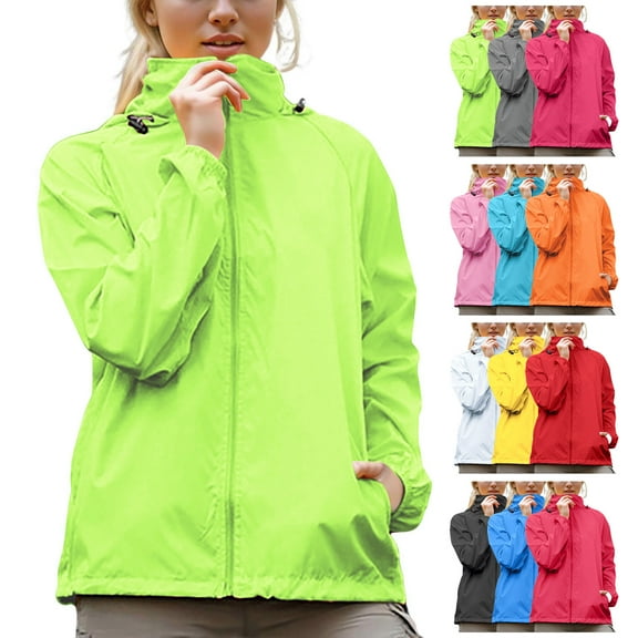 Admvng Rain Jacket Women Windbreaker Sun Hoodie Light Raincoats with Storage Bag,Sizes XS-3XL