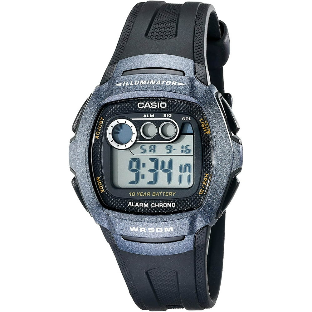casio men's black resin strap digital lcd watch