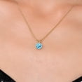thumbnail image 3 of Gem Stone King 14K Yellow Gold Blue Apatite Pendant Necklace for Women | 0.82 Cttw | Gemstone Birthstone | Round 6MM | With 18 inch Chain, 3 of 6