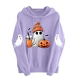 thumbnail image 6 of AGWOLF Halloween Sweatshirts Women Cute Ghost Graphic Pullover Hoodies Stretch Going Out Long Sleeve Sweater Tops Halloween Costumes Purple S, 6 of 7