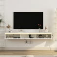 thumbnail image 3 of TV Stand Floating TV Stand, Wall Mounted TV Shelf with Led Lights & Power Outlet,High Gloss TV Cabinet for tv Stands for Living Room,Entertainment Center, 3 of 9