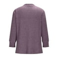 thumbnail image 4 of BiZtdJrK Womens Crewneck Ribbed Knit Sweater Loose Dressy 3/4 Sleeve Shirts Ladies Business Casual Blouses Fashion Clothes, Purple, M, 4 of 9