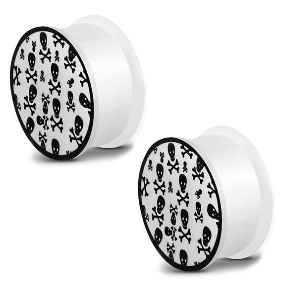 Glow in the Dark Soft Silicone Crossbones Skull Saddle Ear Plugs, Pair