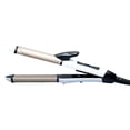 thumbnail image 1 of Plancha de pelo 2 en 1 estilo coreano, rizador y alisador para estilos variados, diseño antiescaldaduras, calentamiento rápido, 360° de rotación, voltaje universal, color gris plateado., 1 of 6