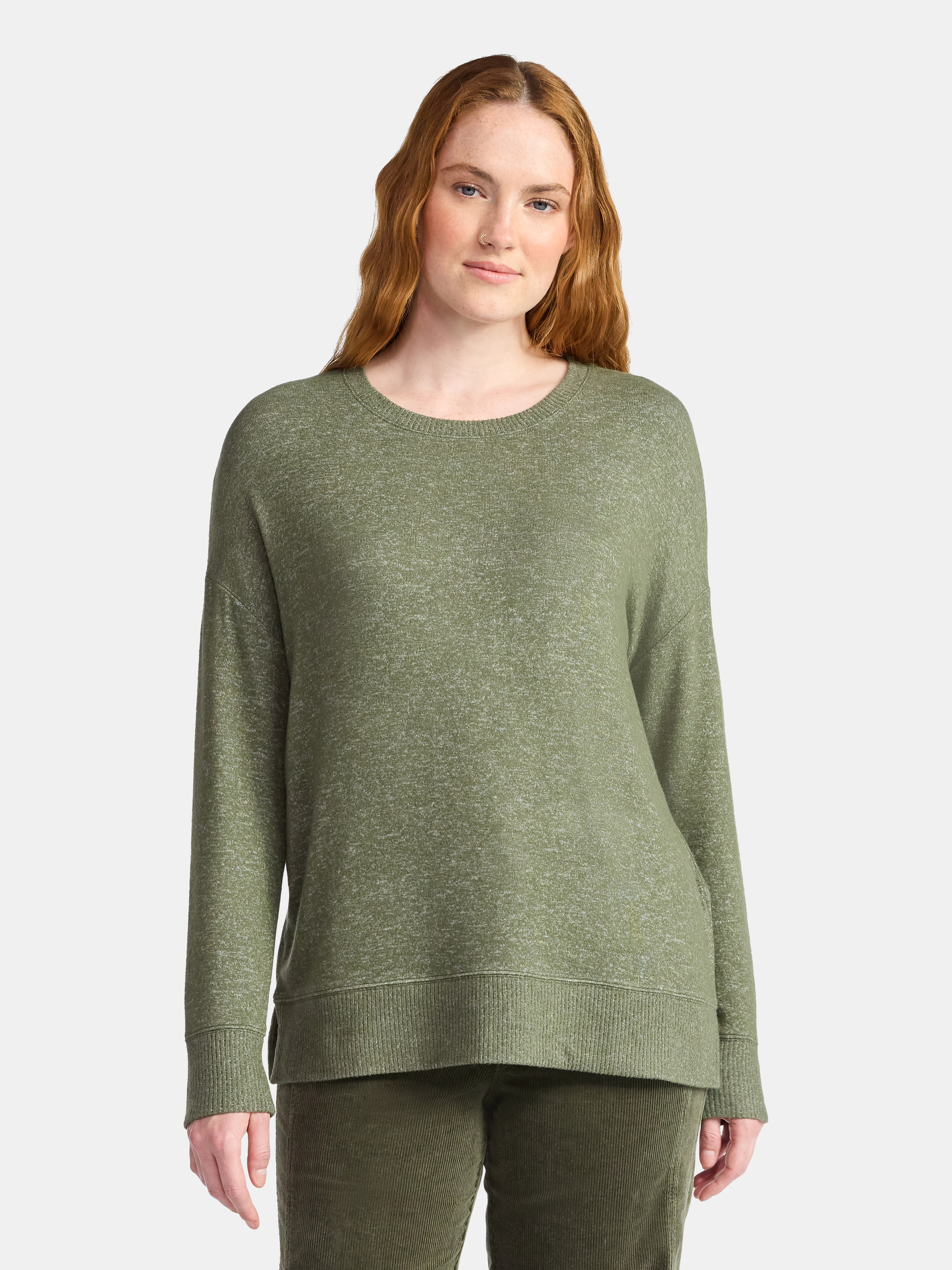 Time and Tru Women's Hacci Knit Pullover with Long-Sleeves, 2-Pack, Sizes XS - XXL