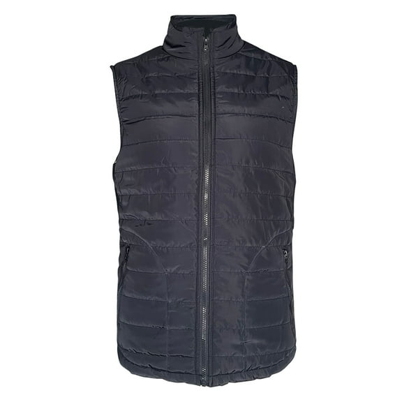 Men's Vest Full Zip Puffer Lightweight Polyester Winter Quilted Jacket Top, Navy, M