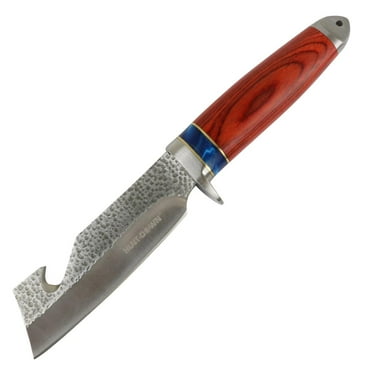 Hunt-Down 9.5' Stainless Steel Hunting Knife Orange Wood Pearl Handle Tanto Blade