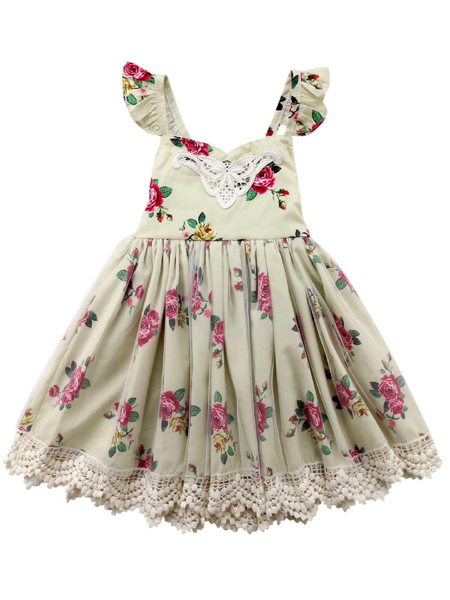 Girls Baby Dress Floral Party Casual Summer Formal Long/Short Sleeve 
