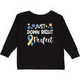 thumbnail image 3 of Inktastic Just Down Right Perfect Down Syndrome Awareness Ribbon Boys or Girls Long Sleeve Toddler T-Shirt, 3 of 5