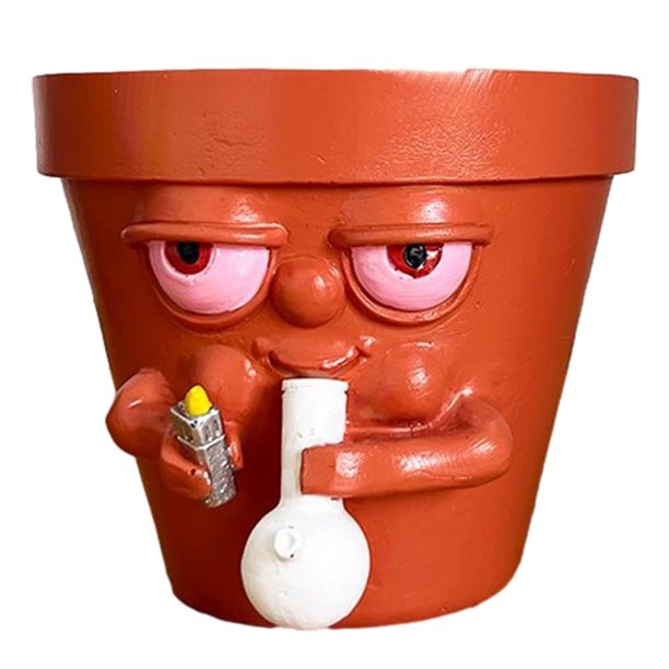 Maceta de cara de resina, maceta creativa divertida para fumar, maceta, regalo para amantes de las plantas