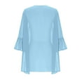 thumbnail image 4 of Chiffon Kimono Cardigan Women - 3/4 Sleeve Pleated Cuff Open Front Beach Cover Up Lightweight Sheer Resort Wear Y2K Effortless, 4 of 7