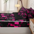 thumbnail image 5 of Homewish Pink Checkered Zipper Twin Comforter Sets with Fitted Sheet and 2 Pillowcases,Modern Aesthetic Art Zipper Bedding Set,Black Reversible,4pcs, 5 of 8