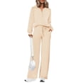thumbnail image 1 of Conjunto Deportivo PRETTYGARDEN Mujer Dos Piezas Media Cremallera Pantalones Palazzo Beige, 1 of 7