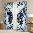 thumbnail image 2 of Manfei Vintage Butterfly Curtains for Living Room, Blue Diamond Damask Blackout Curtains Set of 2 (38x45), Baroque Flower Floral Window Treatments, Luxurious Room Decor, 2 of 6