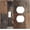 Vintage Rustic Brown Dark Wood Print, variant on Brick Stone Wall Ancient Rock Textured Decorative Outlet Covers 2 Gang Double GFCI Rocker Electrical Wall Panels Light Switch Cover Plate for Farmhouse Kitchen Decor