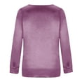 thumbnail image 5 of QQAMB Women Satin Shirts Long Sleeve V-Neck Soft Silk Shirts Business Casual Dressy Blouses Tops Purple M, 5 of 7