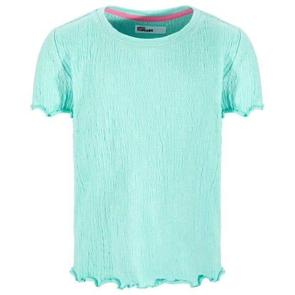 Epic Threads Little Girls Solid-Color Textured T-Shirt, Created for Macy's - Refreshing Teal