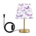 thumbnail image 2 of Wobogo Purple Butterfly Table Lamps Three-channel Adjustable Lighted Antique Brass Metal Base Simple Modern Style for Bedroom Nightstands Living Room and Office, 2 of 8