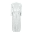 thumbnail image 5 of ClodeEU Women's Long Sleeves Sequin V Neck Tunic Waist Dress ,Casual Long Maxi Dress For Party White,Womens Plus XXL, 5 of 5