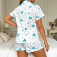 thumbnail image 6 of Swanpen Women's Heart Print Ribbed Pajama Button Front Short Sleeve Set Lapel Top with Matching Shorts for Summer Home Wear, 6 of 6