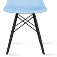 thumbnail image 5 of 2xhome - Set of 4 Blue - Plastic Side Black Dark Wood Legs Eiffel Dining Room Chair - Lounge Chair No Arm Armless Less Chairs Seats Molded Plastic, 5 of 6