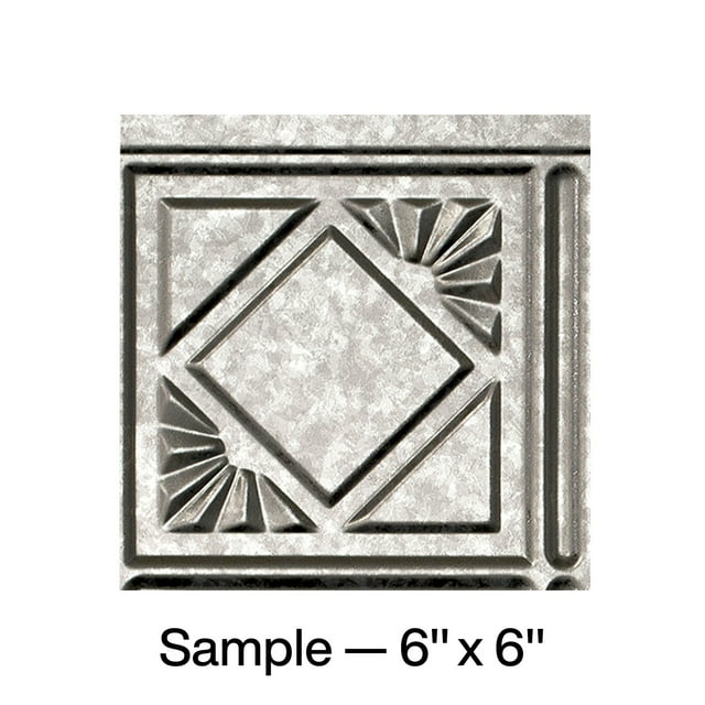 FASÄDE Traditional Style 4 Decorative Vinyl Backsplash Panel in Galvanized Steel (6X6 Inch Sample)