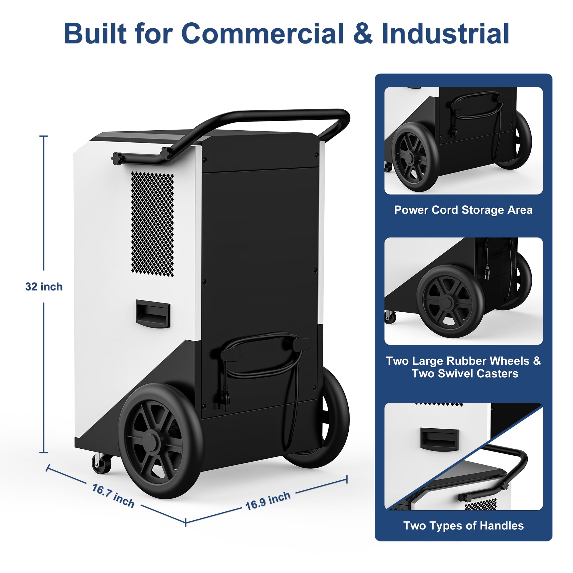 AVAHUM 250 Pints Commercial Dehumidifier with Pump for 6,500 sq. ft, Industrial Dehumidifier for Basements and Warehouses