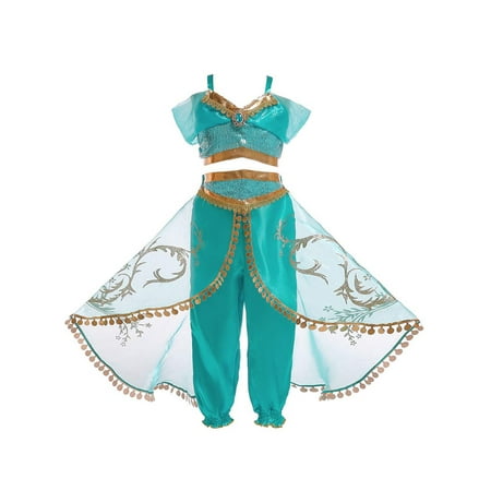 Aladdin Jasmine Princess Cosplay Baby Kid Girl Fancy Dress Up Party Costume Sets Christmas Gifts
