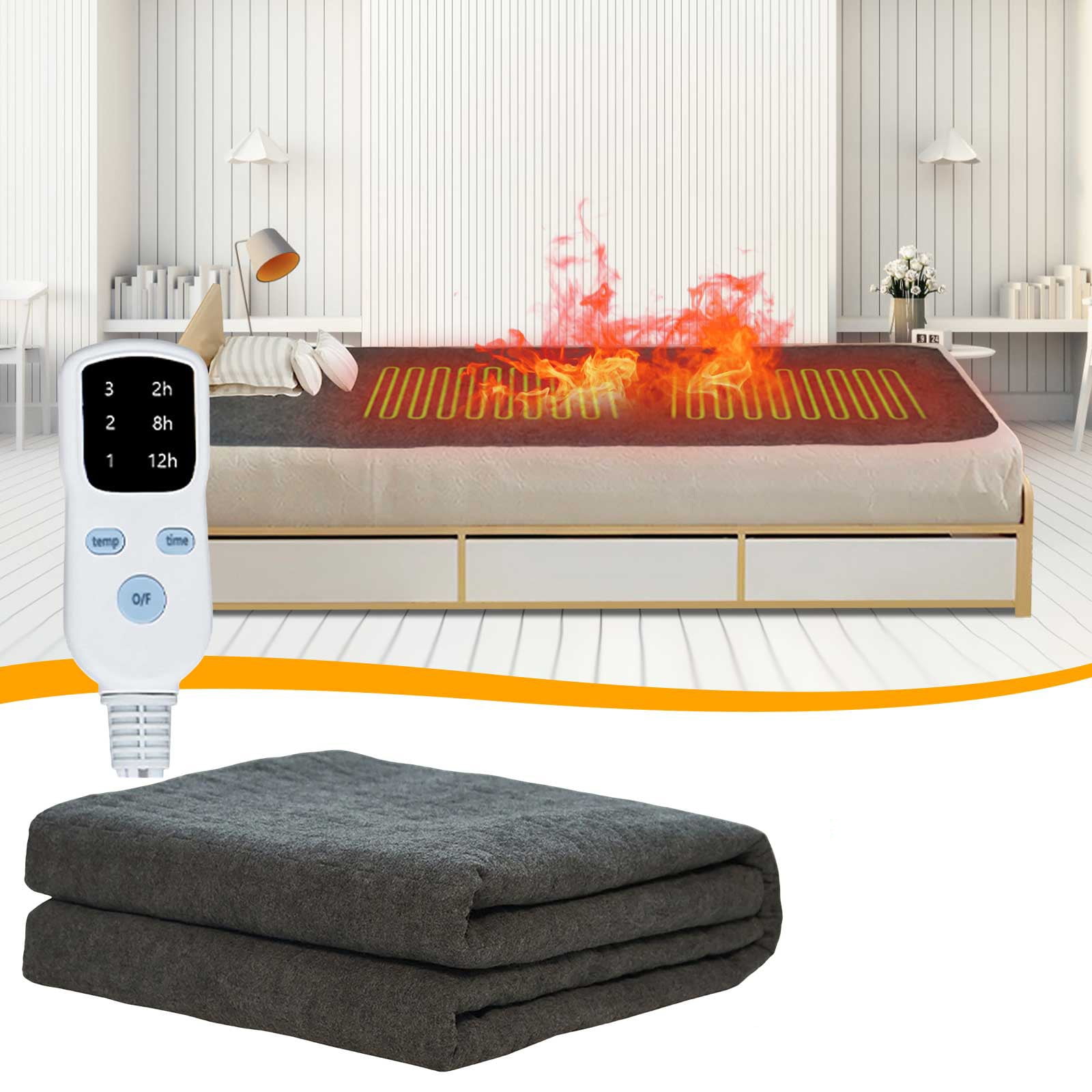 Kumdkd Electric Heated Blanket, Constant Temperature Warming Pad with 10 Heat Settings & Auto Shut-Off, Soft Flannel Double Size 50x60 Inch for Bed & Sofa