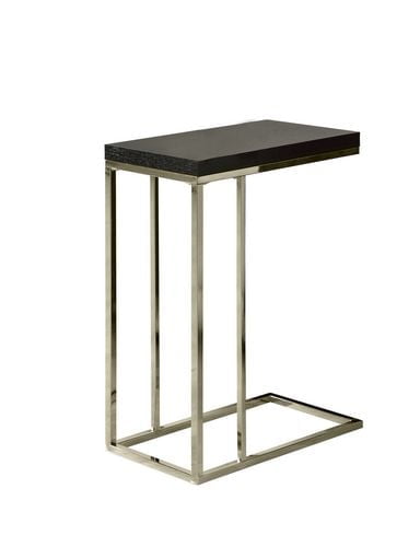 Monarch Specialties Table D'appoint, En Forme De C, Bout, Côté, Collation, Salon, Chambre À Coucher, Métal, Stratifié, Brun, Chrome, Contemporain, Moderne