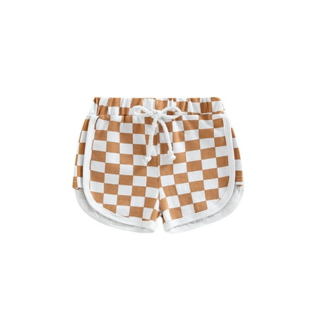 

jaweiw Toddler Unisex Boys Girls Summer Casual Shorts Fashion Checkerboard Print Tie-up Elastic Waist Short Pants Size 0 6 12 18 24 M 3 Years