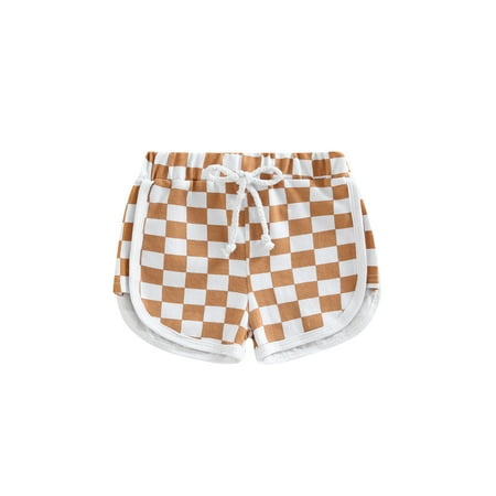 

Eyicmarn Toddler’s Summer Casual Shorts Fashion Checkerboard Print Tie-up Elastic Waist Short Pants