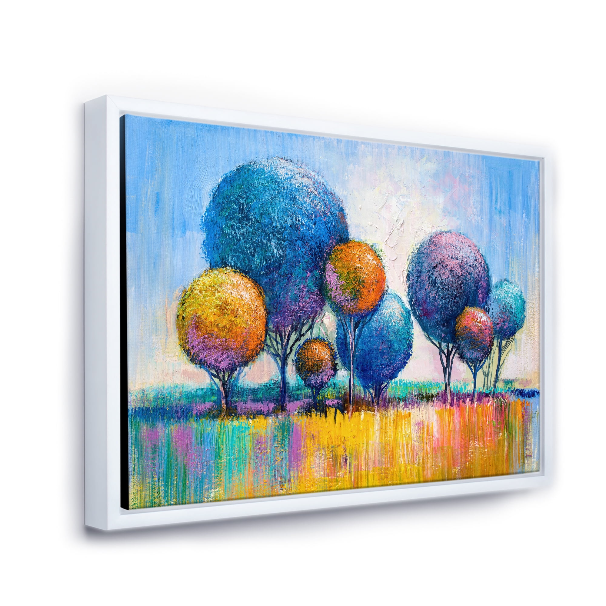 Designart 'Autumn Colorful Fantasy Trees IV' Modern Framed Canvas Wall Art Print