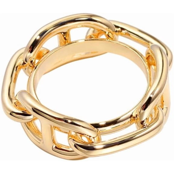 Chunky Chain Silk Scarf Ring Clip for Women Gold/Silver Plated Minimalist Wide Band Statement Buckle Holder Clasp Holder Scarfs T-Shirt Shawl Scarves Clasp Dress Clothing Accessories Jewelry