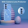 thumbnail image 5 of for Samsung Galaxy S22 Glitter Case with Camera Lens Protector, Slim TPU Clear Case with Magsafe Shiny Bling Sparkly Diamond Cover for Samsung S22 KCZ Blue, 5 of 12