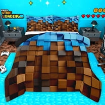 Homewish Futuristic Cubes 2pcs Bedding Comforter Set For Children Teens Adults,Geometric Plaid Grid Twin Comforter Sets,Abstract Vintage Aesthetic Breathable Bedding Set