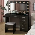 thumbnail image 3 of Ktaxon Large Makeup Vanity, Vanity Table Set w/ Visible Glass Top w/ Charging Station, White, 3 of 11