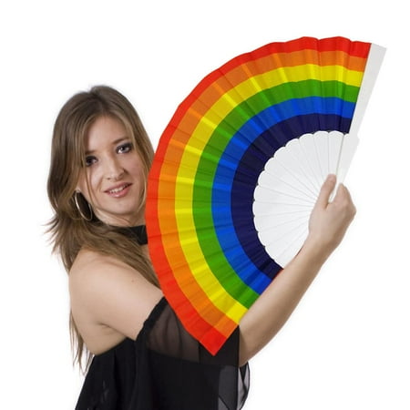 

BESTHUA Rainbow Fans Large Rave Clack Folding Hand Fan Colorful Hand Held Fan Summer Accessory for Rainbow Party Decoration effectual