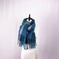 thumbnail image 2 of HNMKIU Stylish Plaid Fall and Winter Scarf for Women Soft Warm Fashionable Neck Wrap for Cold Weather Z01_Blue,One Size, 2 of 3