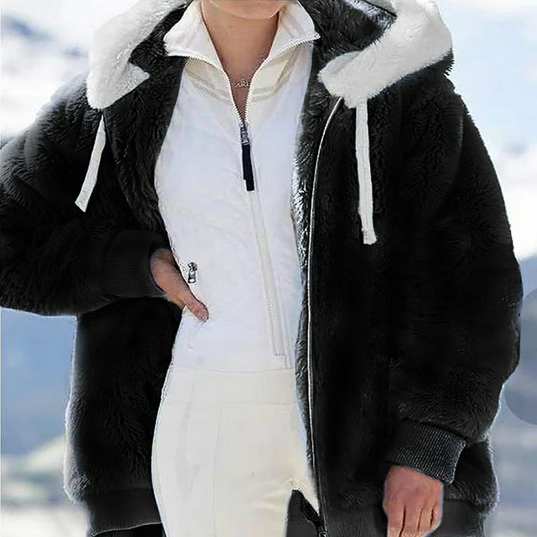 betale Bugsering om Lenago Women Plus Size Winter Warm Snow Coat Loose Plush Zip Hooded Ski  Jacket Coats 3XL-5XL - Walmart.com