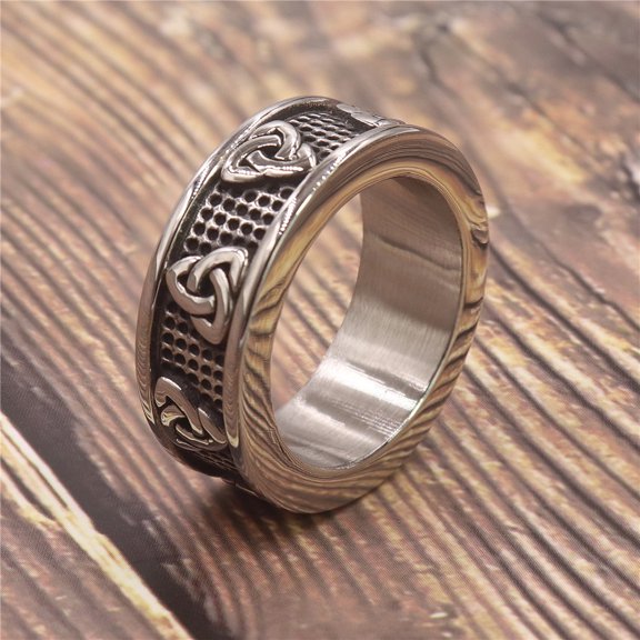 Classic Celtics Spiral Knot Ring For Men Women Punk Nordic 14K White Gold Viking Ring Amulet Jewelry Gift