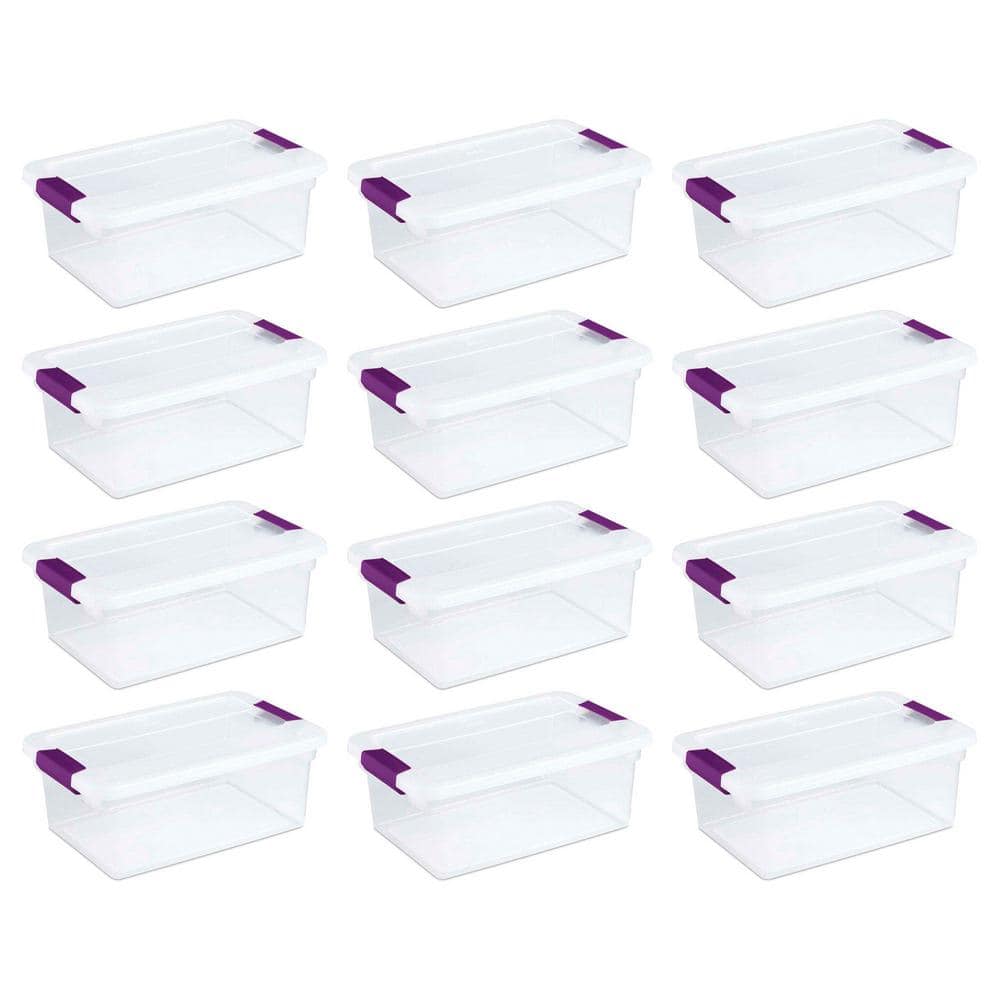 15Quart Plastic Stackable Storage Container with Lid, Clear (12 Pack)