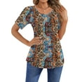 thumbnail image 2 of Fantaslook Blouses for Women Pleated Short Sleeve Tunic Tops Dressy Casual Summer Shirts, 2 of 8