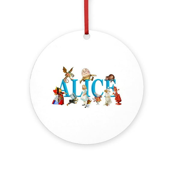 CafePress - Alice And Friends In Wonderland, - Round Wood Ornament 4"