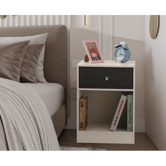 Modern White Nightstand with Drawer for Bedroom, Small Dresser Bedside Table for Kids' Room, End Table ,side tables bedroom