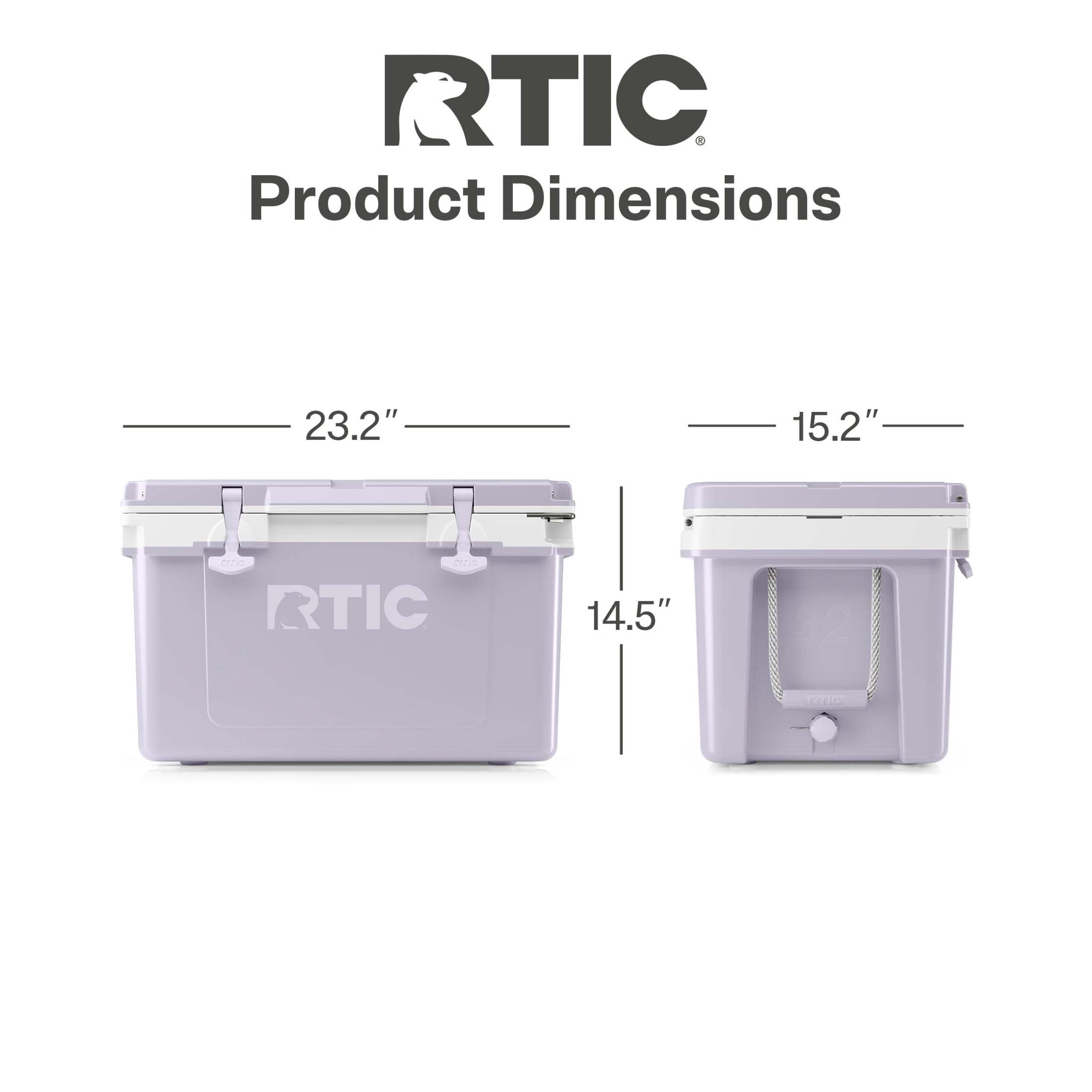 RTIC 32 QT Hard-Sided Ice Chest Cooler, Ultra-Light, Fits 48 Cans, Dusty Lilac/White
